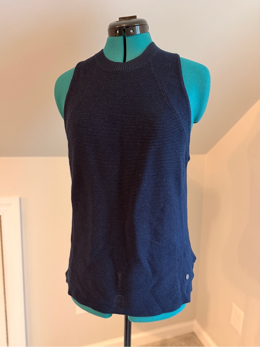 Peter Millar Navy Ribbed Sleeveless Knit Top